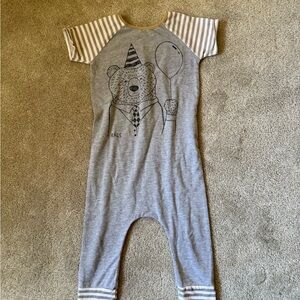 Gray birthday Bear Print Kids Bodysuit